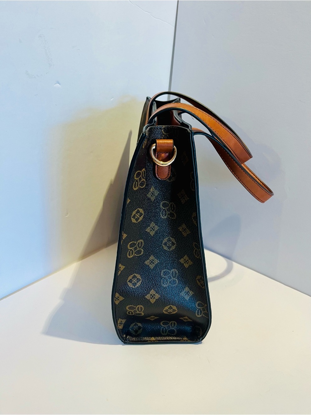 Designer Inspired Monogram Brown Tote Bag Crossbody Satchel Purse - Picture 7 of 16